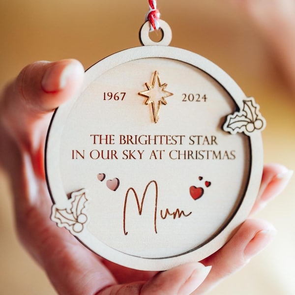Unique Personalised Memorial Bauble for Christmas - In loving memory Family and Friends - Sympathy Gift - Festive Remembrance Decoration