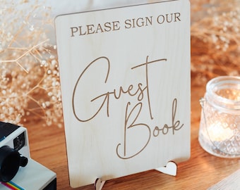 Veuillez signer notre livre d'or | signe livre d'or de mariage | Décoration de mariage rustique | Panneau en bois | Plaque de table de mariage