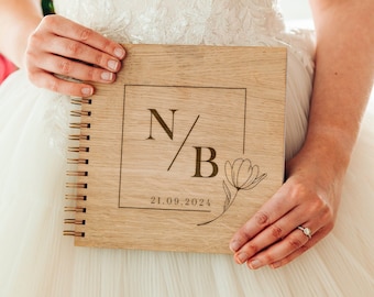 Wooden Wedding Guest Book | Monogram Guestbook | Modern Guest Book | Personalised Guest Book | Initial Wedding Guestbook