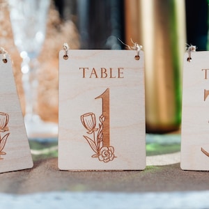 Rustic Table Numbers - Freestanding Floral details, Beautiful Flowers. Rustic Boho style