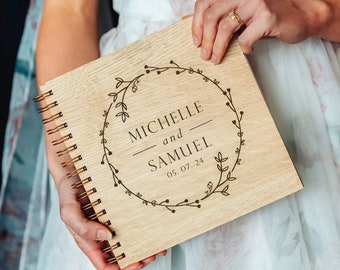 Rustic Wedding GuestBook. Simple and Elegant, Wooden Guestbook, Engraved and Personalised Boho Rustic Wedding