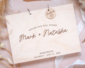 Modern Wedding Guest Book // Advice and Well Wishes // Customised Unique Boho Rustic Wedding Photo GuestBook