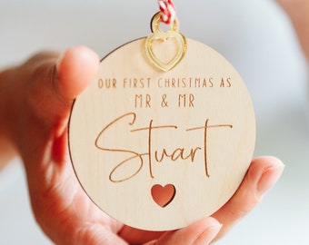 Mr & Mrs First Christmas Bauble. Just Married Christmas decoration. The perfect gift for the new married couple