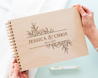 Wedding Guestbook Personalised  Floral Photo Guest book, rustic and boho Design, Timeles Wedding Keepsake