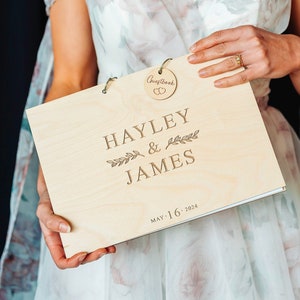 Wooden Wedding Guest book | Wedding Planner | Modern Guestbook | Scrapbook Photo Album, Rustic Wedding Decor Gift