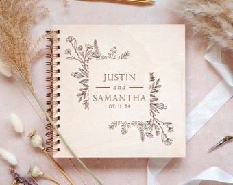 Modern Wedding Guestbook Personalised Wildflowers • Simple and Elegant Guestbook • Rustic Wedding keepsake • Clean minimalistic Boho Decor