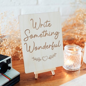 Guestbook Sign - Write Something Wonderful Sign - Wedding Guestbook sign- Wooden and Rustic