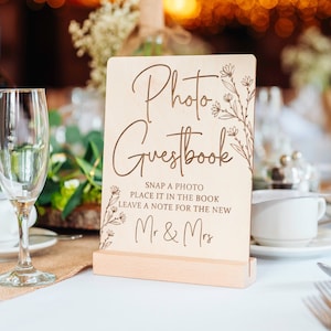 Photo Guestbook Sign | Floral Boho Detail | For the New Mr & Mrs | Wedding Guestbook sign | Wooden and Rustic