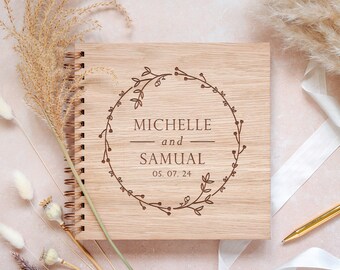 Rustic Wedding GuestBook. Simple and Elegant, Wooden Guestbook, Engraved and Personalised Boho Rustic Wedding