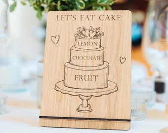 Wedding Cake Flavours Sign | Let Them Eat Cake | Wedding Cake Menu Sign | Cheese Menu SignWooden | Wedding Centrepiece