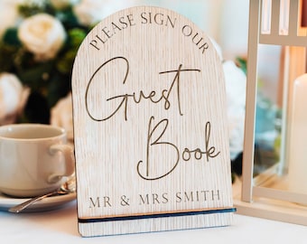 Please Sign Our Guestbook Wedding Sign | Personalised Reception Wedding Guest Book Table Sign | Rustic and Contemporary