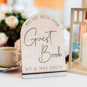 Please Sign Our Guestbook Wedding Sign | Personalised Reception Wedding Guest Book Table Sign | Rustic and Contemporary