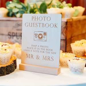 Wooden Photo Guestbook Sign | Snap a Photo, leave a note for the new Mr and Mrs | Mr and Mr | Mrs and Mrs | Photo Booth Guest Book Sign