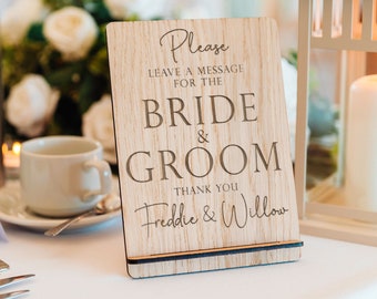 Please leave a Message Guest Book Sign | Couples Name Wedding Guestbook Sign | Personalised Wooden Sign