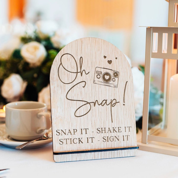 Oh Snap Wedding Sign | Snap it, Shake it | Wedding Photo booth Sign | Photo Guest Book | Wedding Centrepiece