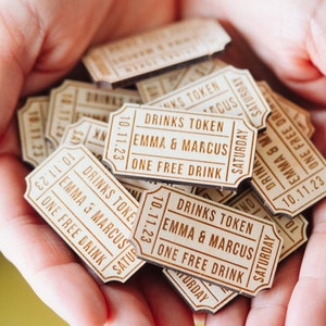 Cinema Ticket Style Drinks Tokens Wedding Favours for Parties Retro Vintage style ticket Have a Drink On Us Cinema Ticket Stub image 3