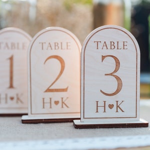 Rustic Wedding Table Numbers - Unique Table Numbers Personalised with the couples initials. Freestanding, Boho Rustic