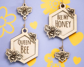 Bumble Bee Honeycomb Hanging personalised Decoration for Bee Lovers everywhere