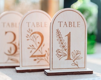 Wedding Table Place Numbers Floral Botanical Design / Boho and Rustic