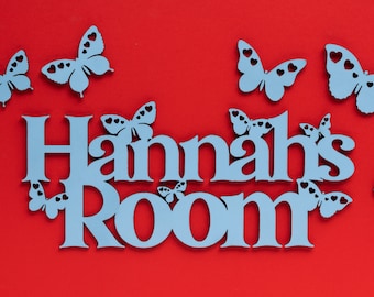 Girls Butterfly Name Sign - perfect for walls and doors!