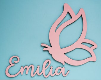 Señal de habitación de mariposa para niñas, decoración de dormitorio