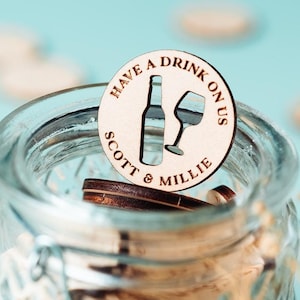 Fichas de bebida recortables para bodas y fiestas / Vales de bebida personalizados y obsequios de boda / Personalizados y personalizados