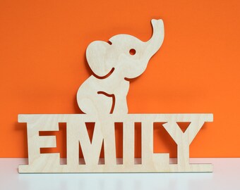 Bord babyolifant kinderkamer - Leuk gepersonaliseerd bord olifant Boho kinderkamerdecoratie