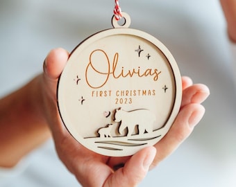 Baby's First Christmas Bauble Mama Bear and Cub Tree Decoration 2026. Childs 1st Christmas / New Parent , Grandchild Xmas Gift