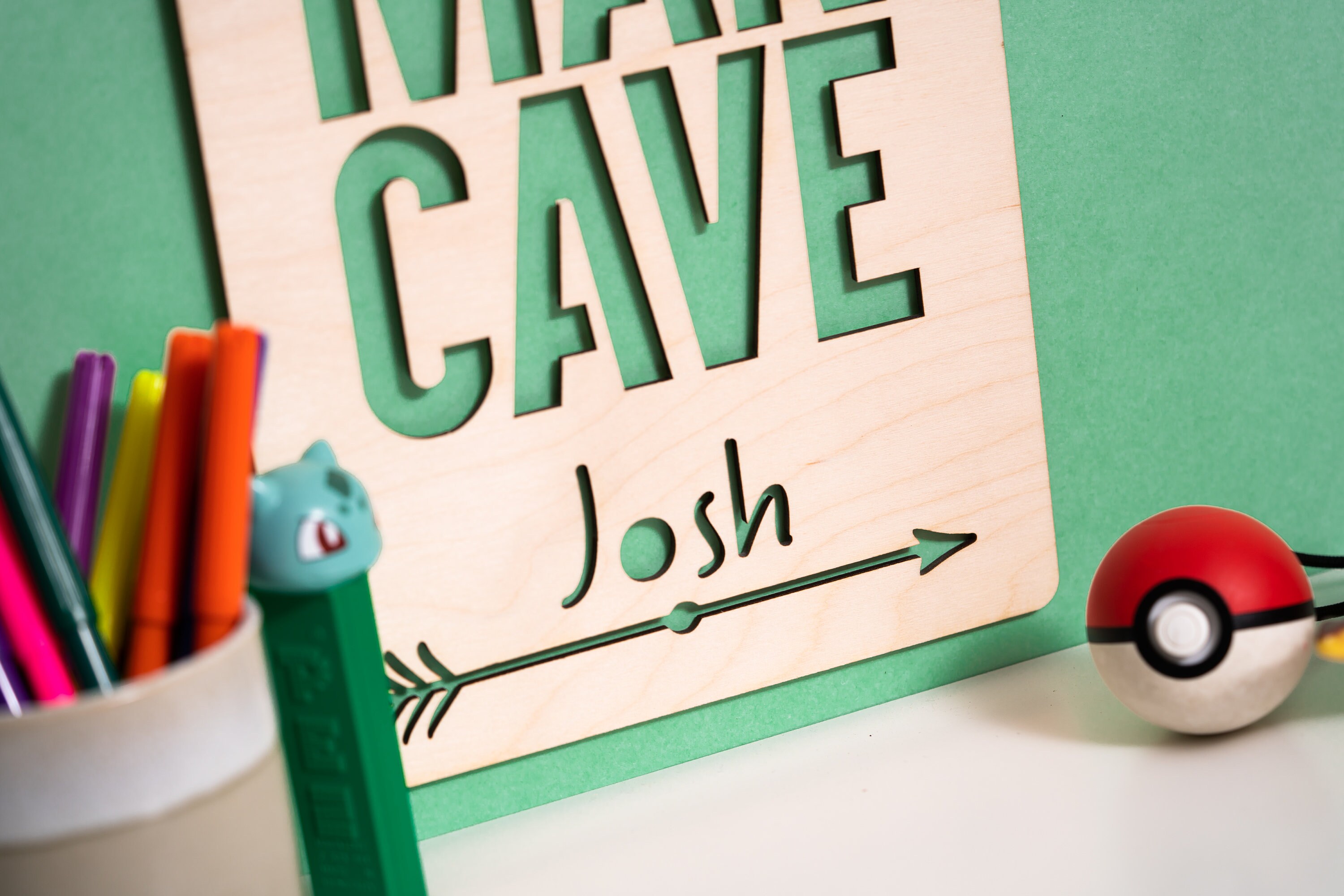 Cartello In Legno 'Little Man Cave' - 12,7 X 25,4 Cm Con Carta - Pronto Da Appendere - Decorazione Per Cameretta, Sala Giochi, Porta - 4