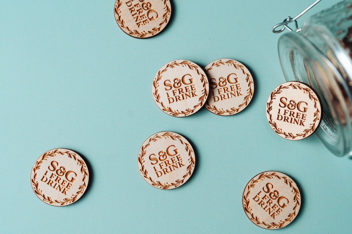 Personalised Drink Tokens for Wedding & Parties | Personalised Drinks ...