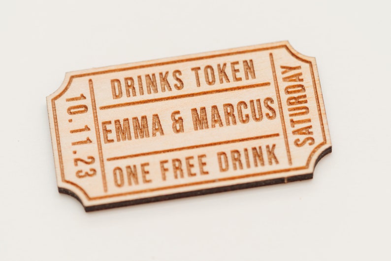 Cinema Ticket Style Drinks Tokens Wedding Favours for Parties Retro Vintage style ticket Have a Drink On Us Cinema Ticket Stub image 8