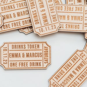 Cinema Ticket Style Drinks Tokens Wedding Favours for Parties Retro Vintage style ticket Have a Drink On Us Cinema Ticket Stub image 7