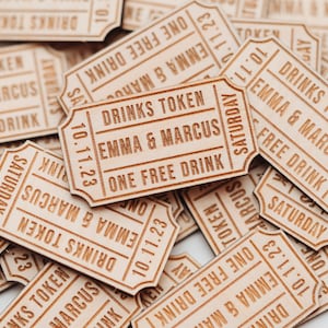 Cinema Ticket Style Drinks Tokens Wedding Favours for Parties Retro Vintage style ticket Have a Drink On Us Cinema Ticket Stub image 6