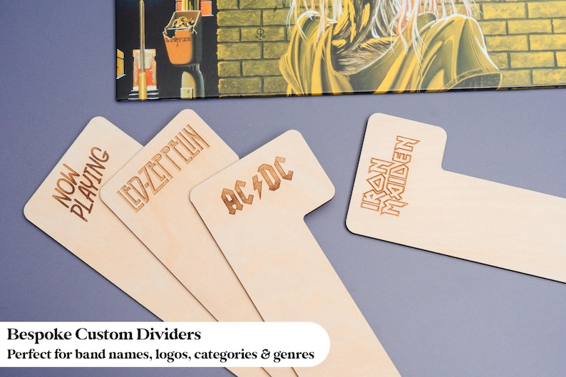 Separadores de discos de vinilo de la A a la Z, separadores de madera para discos de 12 pulgadas, almacenamiento de vinilos para Kallax, regalo para amantes de la música. imagen 2