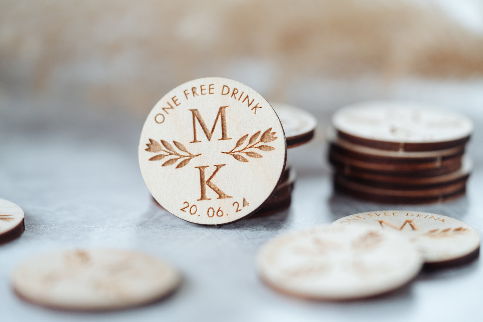 Personalised Floral Wedding Drinks Token | One Free Drink | Guest Drink ...