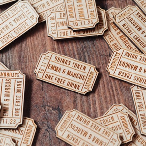 Cinema Ticket Style Drinks Tokens Wedding Favours for Parties Retro Vintage style ticket Have a Drink On Us Cinema Ticket Stub image 9