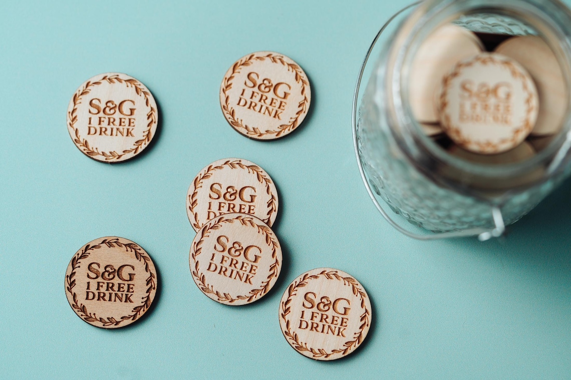 Personalised Drink Tokens for Wedding & Parties | Personalised Drinks ...