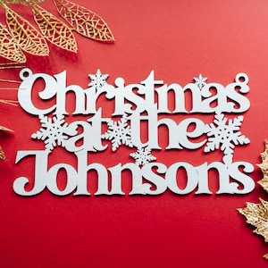 Christmas Family Sign, Personalised Christmas Decoration, Personalised Christmas Ornament, Wall hanging plaque.