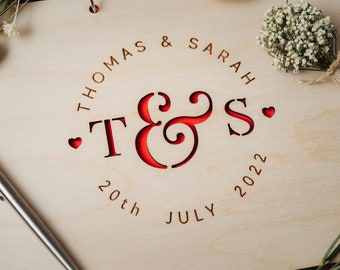 Monogram Wedding Guest Book Personalised with the Couples Initials and Wedding Date