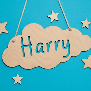 Cloud and Stars Personalised childs name bedroom or nursery sign