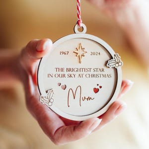 Personalised Memorial Bauble, In Loving Memory Christmas Tree Decoration, Memory Bauble for Mum Dad, Sympathy & Bereavement Gift