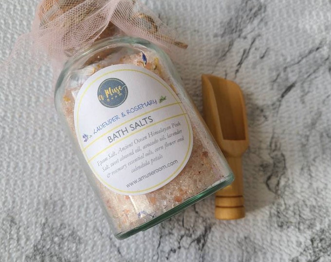 All Natural Bath Salts, Relaxation Gifts, Gift for Her, Spa Gift, Wedding gift, Bath Salt Jars, Floral Bath Salts with Essential Oils