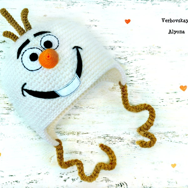 Sombrero de olaf de ganchillo Gorro de olaf de punto Gorro de Navidad para niños y adultos, Sombrero de personaje de dibujos animados divertido niño niña Traje de olaf de bebé Sombrero de olaf de invierno