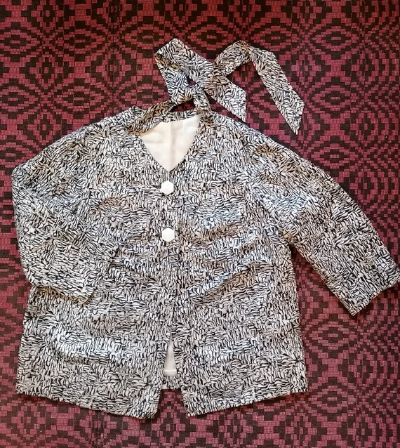 Early 1960s Vintage French Silk Jacket Abstract Pa
