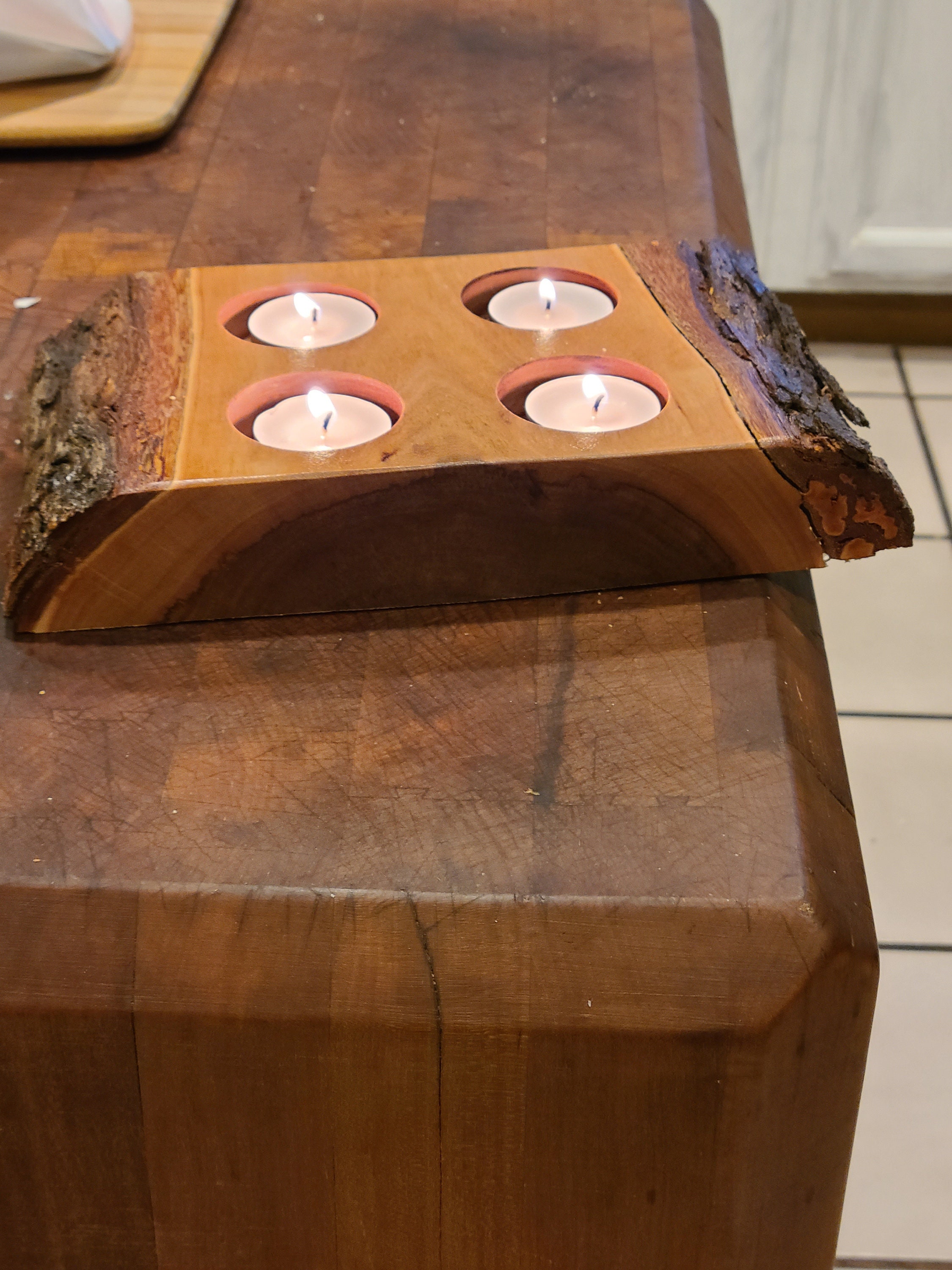 Live Edge Tealight Candle Holder Etsy
