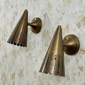 Mid Century Brass Wall Sconce Italian Raw Brass Finish Interior Wall Art Decor Light Pair Wall Lamp Bedside Sconce
