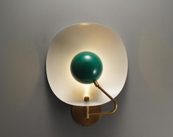 Aplique de pared circular de latón Sputnik Stilnovo Lámpara industrial italiana moderna Lámpara de luz Aplique