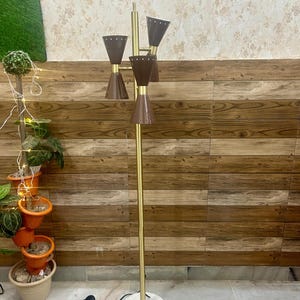 Modern Italian Brass Floor Lamp 3 Arms Stilnovo Style Design Mid Century Lamp