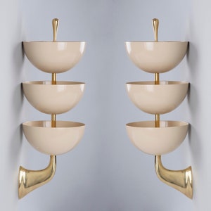 Pair Rare Sconces Italian Stilnovo Style Mid Century Wall Lights Lamps Fixture