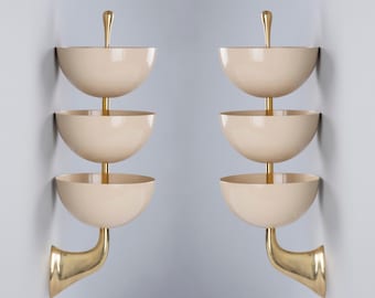 Par de apliques raros de estilo italiano Stilnovo de mediados de siglo, lámparas de pared, accesorios
